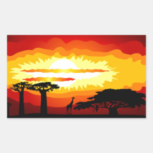 Sticker Rectangulaire Coucher de soleil en Afrique