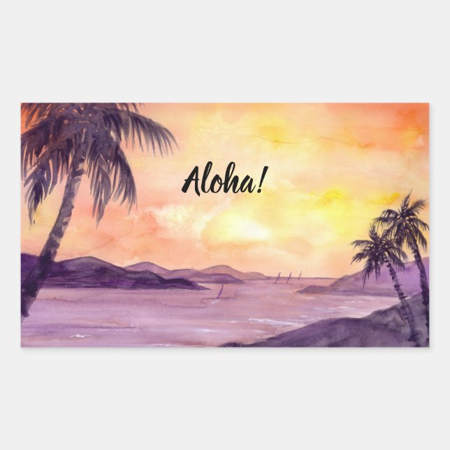 Sticker Rectangulaire Coucher de soleil en tropiques par Farida Greenfie (Devant)