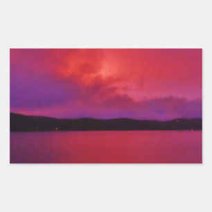 Sticker Rectangulaire Coucher de soleil rose vif sur le lac Arrowhead