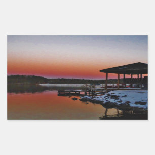 Sticker Rectangulaire Coucher de soleil sur le quai du lac Arrowhead