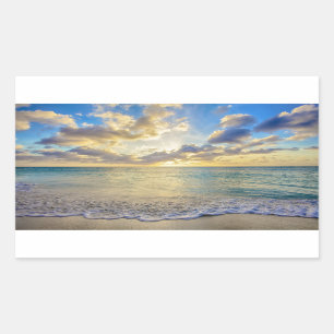 Sticker Rectangulaire Coucher du soleil d'Aruba au-dessus de mer mobile