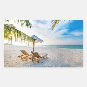 Sticker Rectangulaire Coucher du soleil extraordinaire de plage