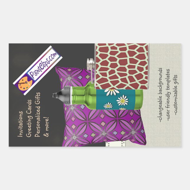 Sticker Rectangulaire Couleur du choix U/ Bracelet de la région Noir Cha (Devant)