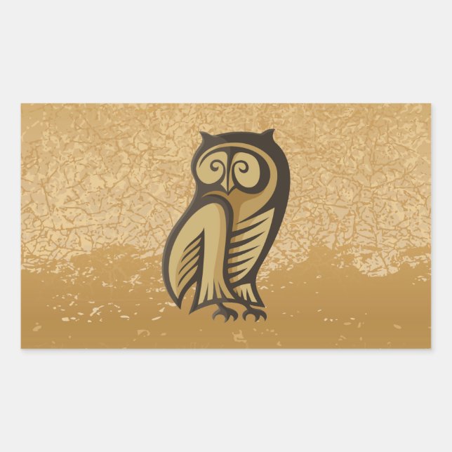 Sticker Rectangulaire Couleur du symbole de hibou (Devant)