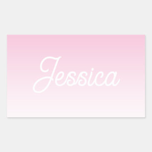 Sticker Rectangulaire Couleur rose clair ombrée (modifiable) et votre te