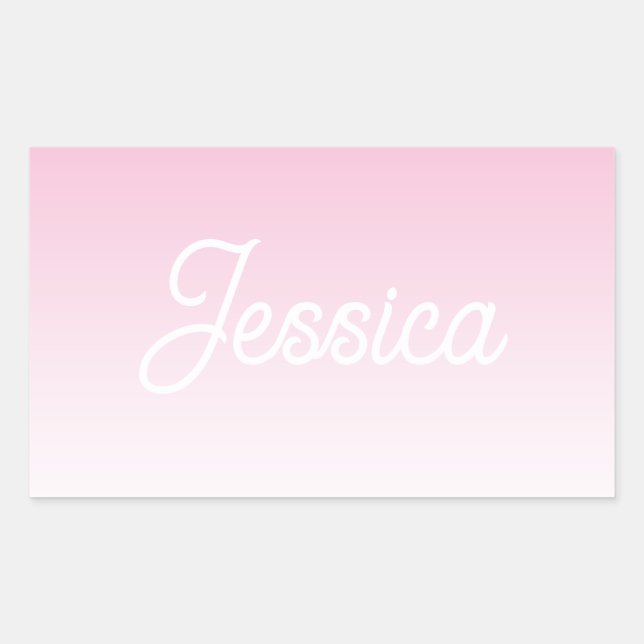 Sticker Rectangulaire Couleur rose clair ombrée (modifiable) et votre te (Devant)