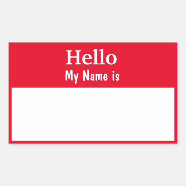 Sticker Rectangulaire Couleur rouge entièrement personnalisable 'Hello M (Devant)