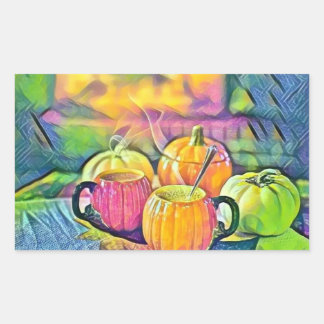 Sticker Rectangulaire Couleurs de chute vintage automne citrouilles aqua