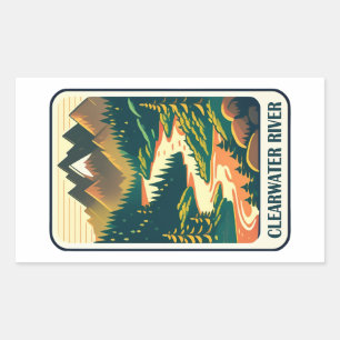 Sticker Rectangulaire Couleurs de la rivière Clearwater Idaho
