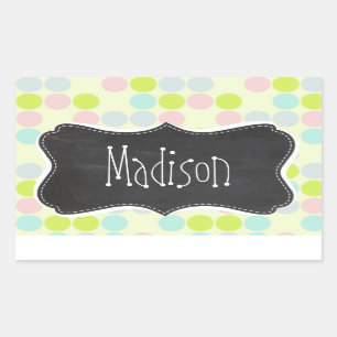 Sticker Rectangulaire Couleurs en pastel, point de polka ; Tableau