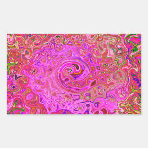 Sticker Rectangulaire Couleurs marbrées roses chaudes Abstrait torse rét