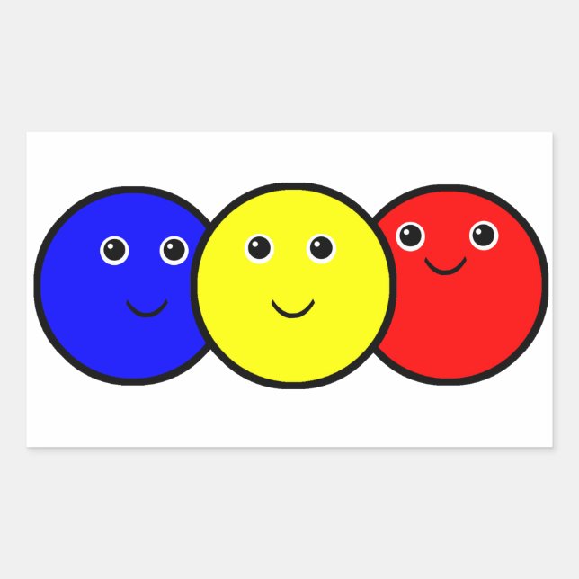 Sticker Rectangulaire Couleurs Primaires (Devant)