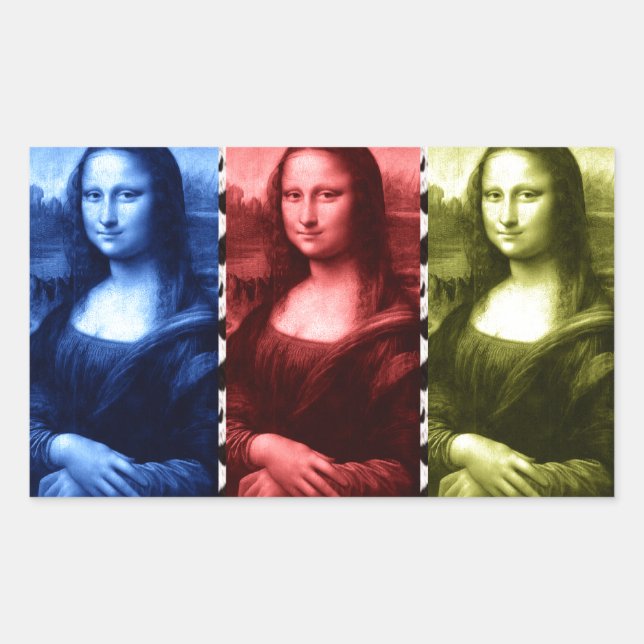 Sticker Rectangulaire Couleurs primaires Mona Lisa Poster de animal (Devant)
