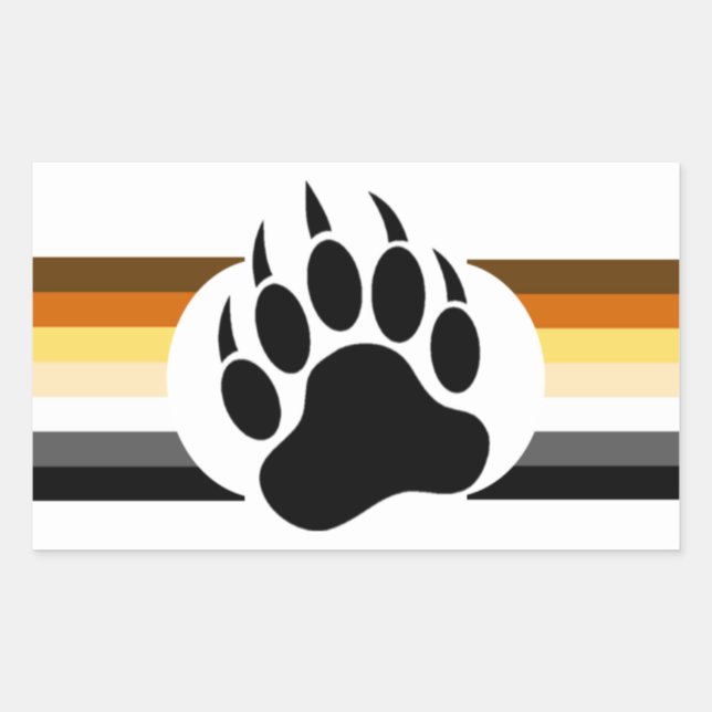 Sticker Rectangulaire Couleurs rayées Bear Pride et Patte d'ours (Devant)