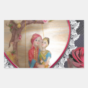 Sticker Rectangulaire Couple asiatique de mariage sur une balançoire en