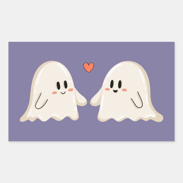 Sticker Rectangulaire Couple de fantômes amoureux (Devant)
