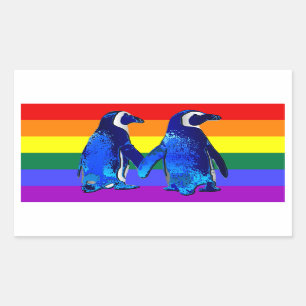 Sticker Rectangulaire "Couple de pingouin gay"