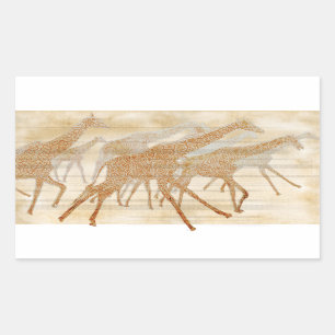 Sticker Rectangulaire Courir des girafes