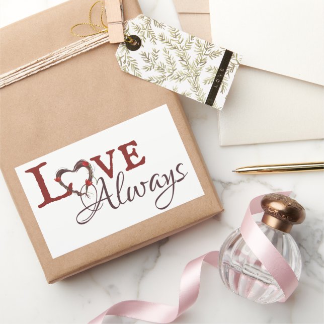 Sticker Rectangulaire Couronne de cœur de tulipe rouge toujours amour (Cadeaux)