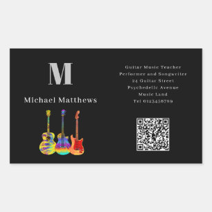 Sticker Rectangulaire Cours de musique de l'enseignant de guitare Code Q