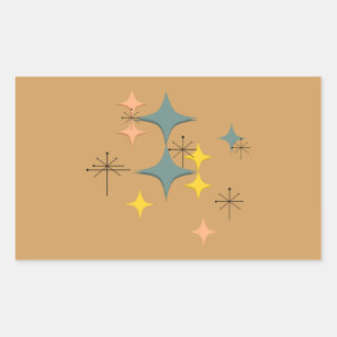 Sticker Rectangulaire Coutume atomique moderne d'Eames Starbursts de la
