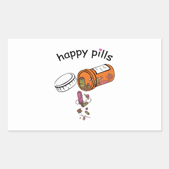 Sticker Rectangulaire Couture | Joyeuses pilules coudre (Devant)