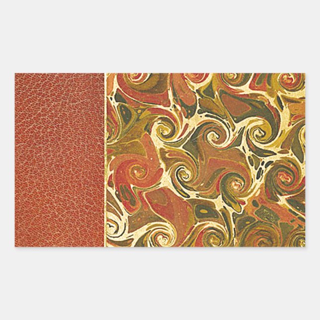 Sticker Rectangulaire Couverture de livre ancienne, motif de tourbillon  (Devant)