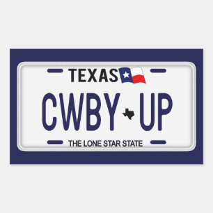 Sticker Rectangulaire Cowboy Up ! Plaque de licence CWBY UP Texas