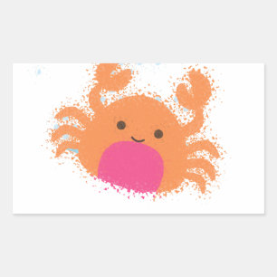 Sticker Rectangulaire Crabe caricaturale orange