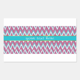 Sticker Rectangulaire Cranberry et Turquoise Motif iKat ZigZag