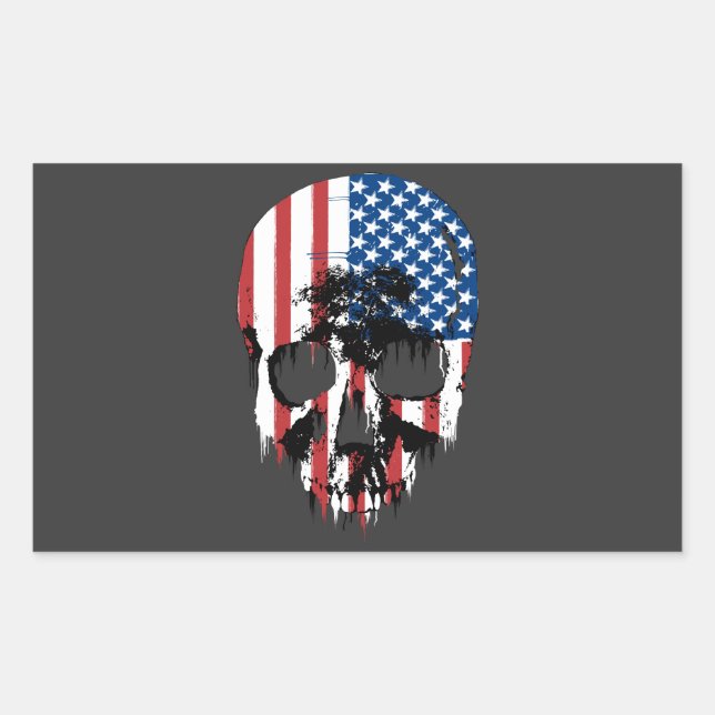 Sticker Rectangulaire Crâne américain (Devant)