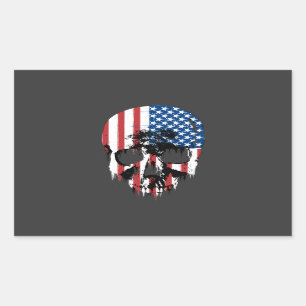 Sticker Rectangulaire Crâne américain