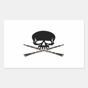 Sticker Rectangulaire Crâne avec Clarinets et Crossbones