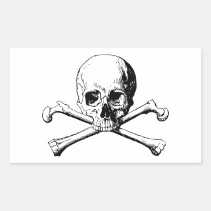 Sticker Rectangulaire Crâne croisé