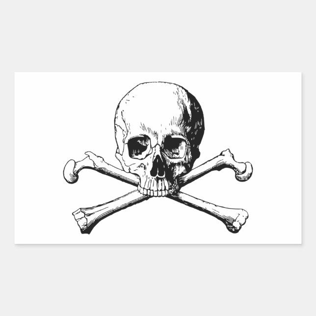 Sticker Rectangulaire Crâne croisé (Devant)
