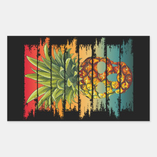 Sticker Rectangulaire Crâne de Ananas Vintage