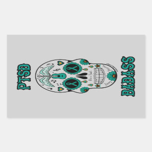Sticker Rectangulaire Crâne de sucre de PTSD Badass