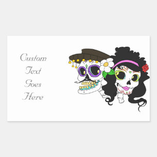 Sticker Rectangulaire Crâne festif mexicain