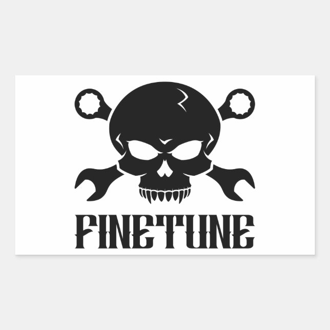 Sticker Rectangulaire Crâne 'n' Outils 2 - Finétune (noir) (Devant)