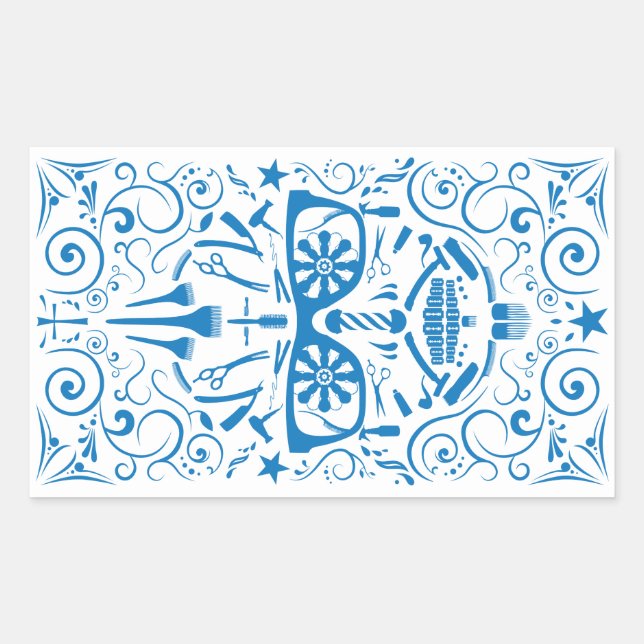 Sticker Rectangulaire crâne punk barbershop (Devant)