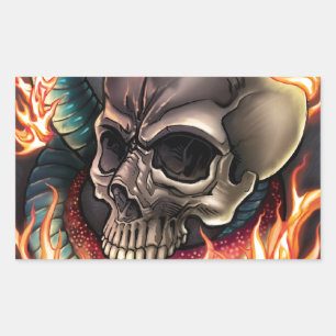 Sticker Rectangulaire Crâne + Serpent