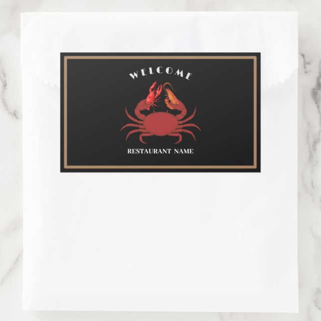 Sticker Rectangulaire Crâne simple crevette fruits de mer Nom du logo du (Sac)