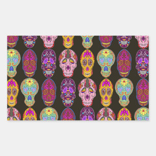 Sticker Rectangulaire Crânes de sucre Motif en 5 styles différents