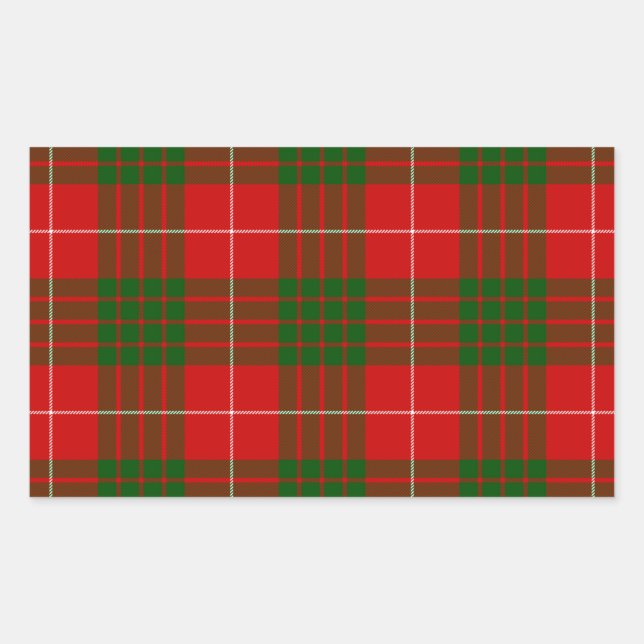 Sticker Rectangulaire Crawford tartan rouge vert plaid (Devant)