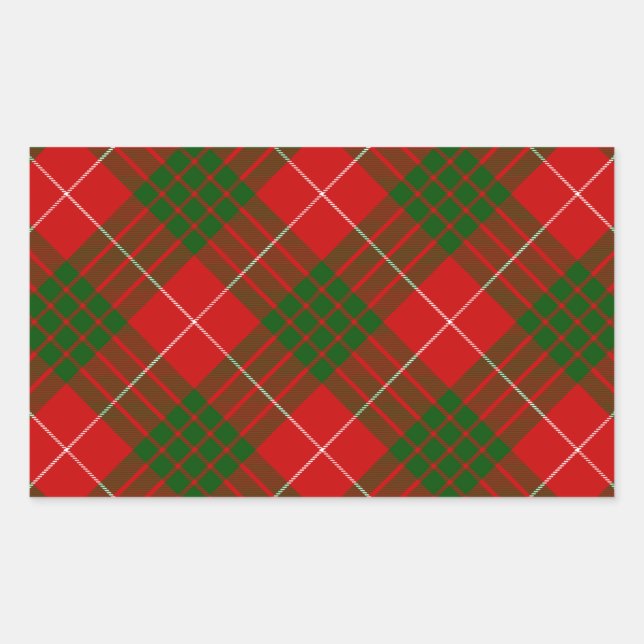 Sticker Rectangulaire Crawford tartan rouge vert plaid (Devant)
