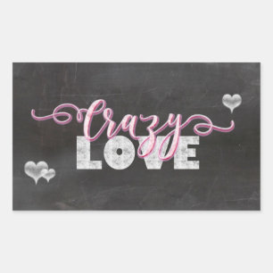 Sticker Rectangulaire Crazy Love Hearts Chalkboard