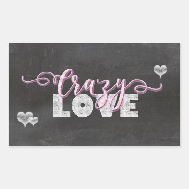 Sticker Rectangulaire Crazy Love Hearts Chalkboard (Devant)