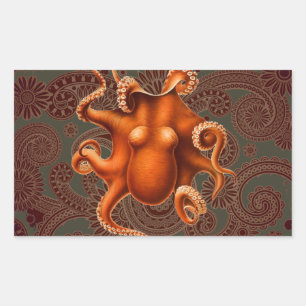Sticker Rectangulaire Créature du monstre de la mer d'Octopus Cephalapod