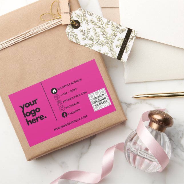 Sticker Rectangulaire Créer son propre logo Carte de visite CERISE PINK  (Cadeaux)