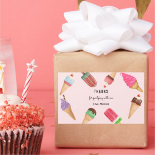 Sticker Rectangulaire Crème glacée Popsicles bleu rose